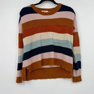 Madewell Women's XXS Thompson Pocket Pullover Sweater Oversize Crew Neck Rainbow